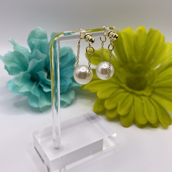 Pearl Drop Dangle Earrings NEW - Picture 4 of 5